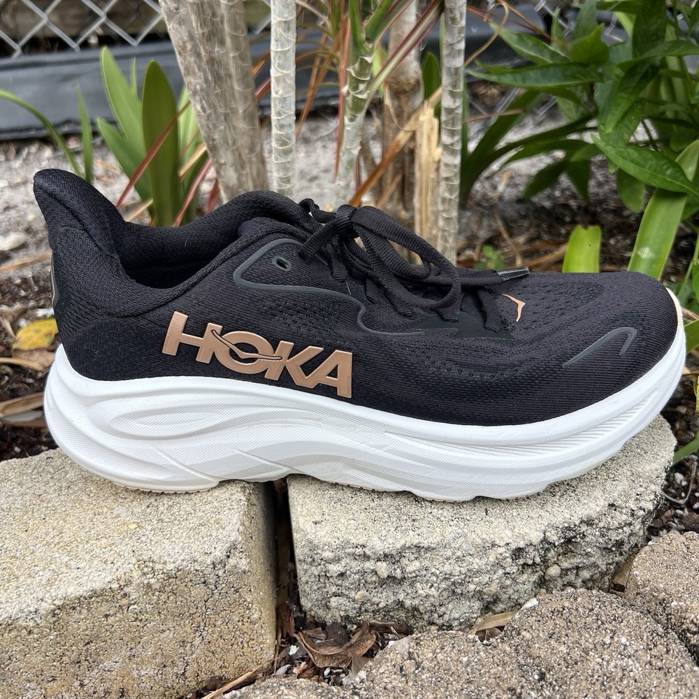 Hoka One One Clifton 10 1162031-BRGL Sneakers Women's Black Road Running Shoes
